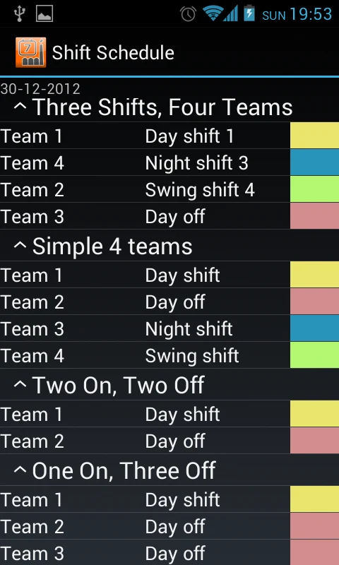 Shift Schedule + Alarm Clock screenshot